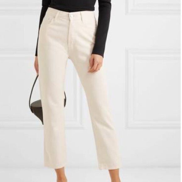 CASASOLA Mid-Rise Cropped Straight-Leg Jeans in Cream sz 40 - Picture 1 of 5